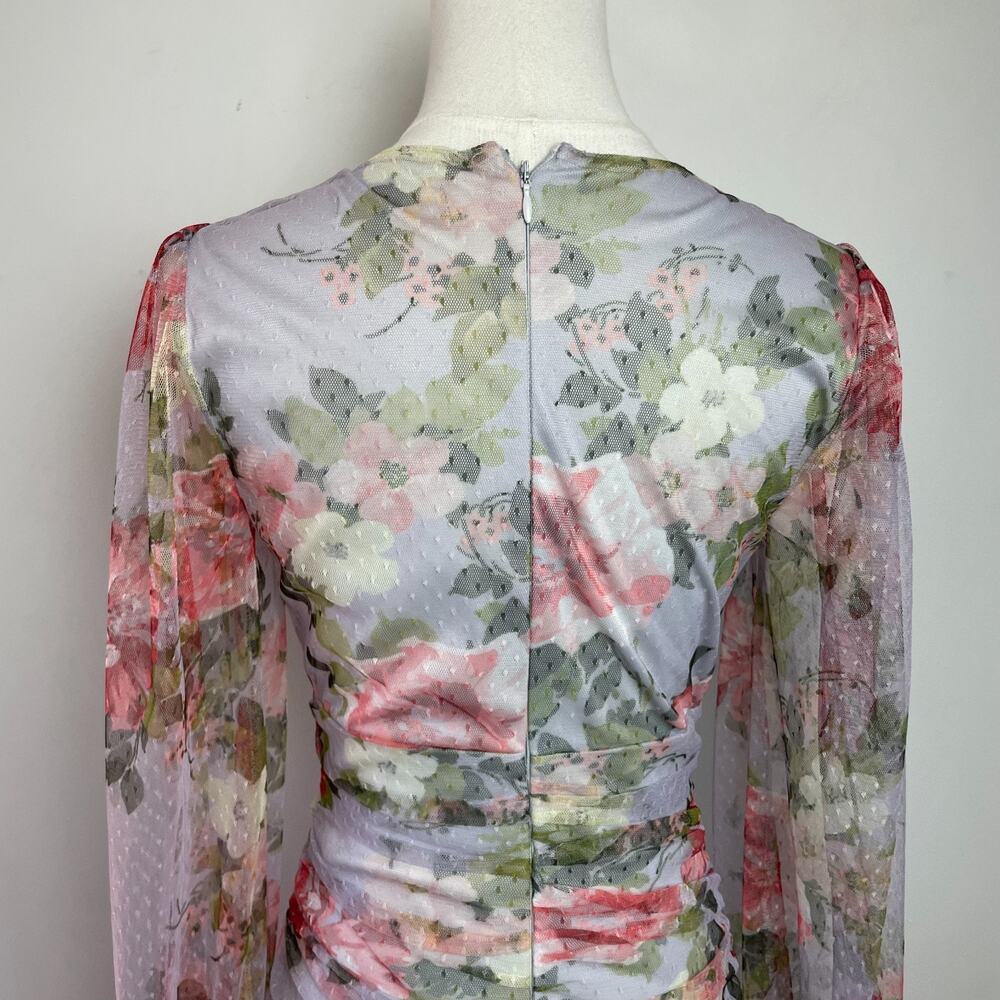 Asos Floral Kentucky Derby Dress Womens 8 Ethereal Mesh Romantic Cottage - Picture 5 of 10